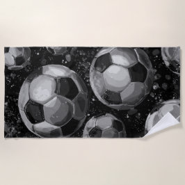 Toalha De Praia Black and White Soccer Ball Pattern – Bold Sports 