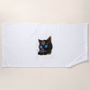 Toalha De Praia Black Cat Meowgic, Bruxa de Halloween, Caneta de b