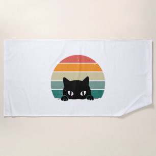 Toalha De Praia Black Cat Peeking Sunset Vintage