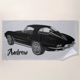 Toalha De Praia Black Classic Corvette Design Beach Towel