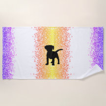 Black Dog Sparkle Beach Towel
