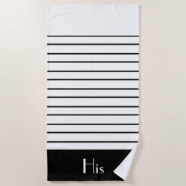 Toalha De Praia Black e White Stripe Moderno Cozy