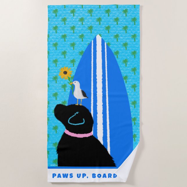 Toalha De Praia Black Lab Surf Dog Island Beach Towel (Frente)