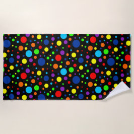 Toalha De Praia Black Rainbow Spots Beach Towel