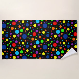 Toalha De Praia Black Rainbow Spots Beach Towel