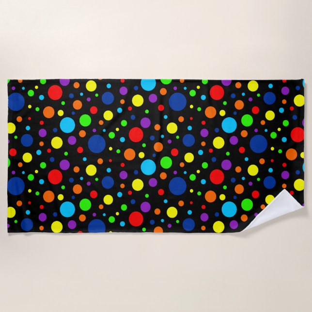 Toalha De Praia Black Rainbow Spots Beach Towel (Frente)
