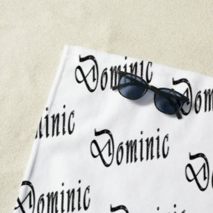 Toalha De Praia Black Starry Dominic Name, Beach Towel
