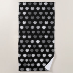 Toalha de praia Black White Hearts