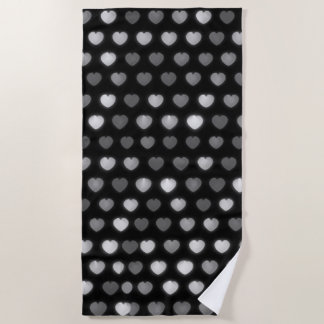 Toalha de praia Black White Hearts