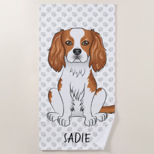 Toalha De Praia Blenheim Cavalier King Charles Spaniel & Name