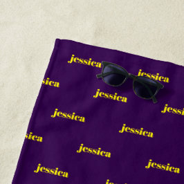Toalha De Praia Bloco de cor minimalista nome personalizado