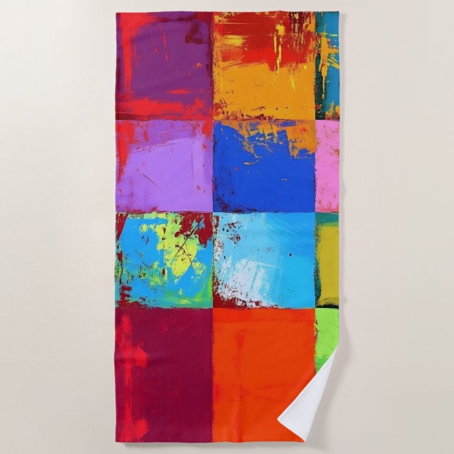Toalha De Praia Blocos de cores de gradação de pop Art (Frente)