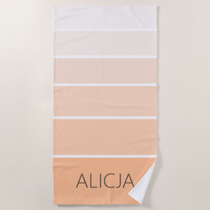 Toalha De Praia Bloqueio de cores Peach Fuzz Nome Elegante