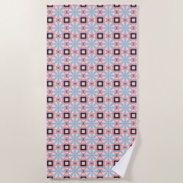 Toalha De Praia Blue and pink hues geometric patterned  (Frente)