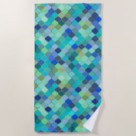 Toalha De Praia Blue Aqua Moroccan Mosaic Pattern