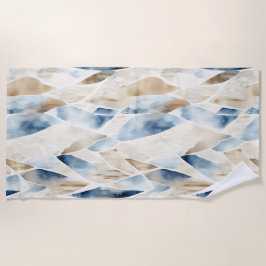 Toalha De Praia Blue Cream Ivory Abstrato Beach
