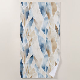 Toalha De Praia Blue Cream Ivory Abstrato Beach