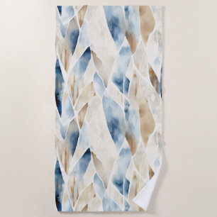 Toalha De Praia Blue Cream Ivory Abstrato Beach