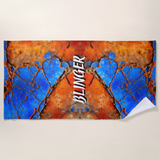 Toalha De Praia Blue e Orange Rusty Metal