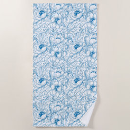Toalha De Praia Blue Floral Beach Towel