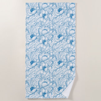 Toalha De Praia Blue Floral Beach Towel