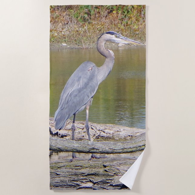 Toalha de praia Blue Heron (Frente)