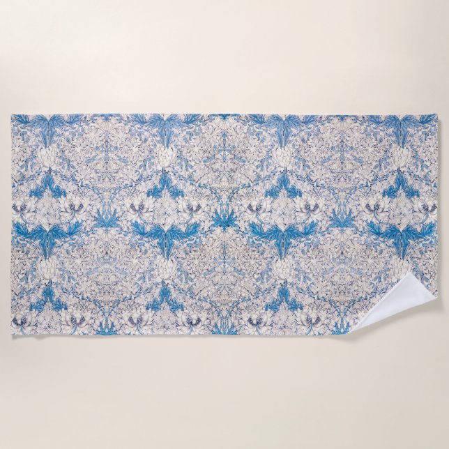 Toalha De Praia Blue Honeysuckle (por William Morris) (Frente)