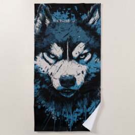 Toalha de Praia Blue Husky – Arte Ousada de Cachor