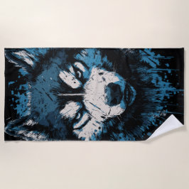 Toalha De Praia Blue Husky Beach Towel – Bold Dog Art