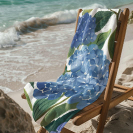 Toalha De Praia Blue Hydrangeas | Linda Floral Bush