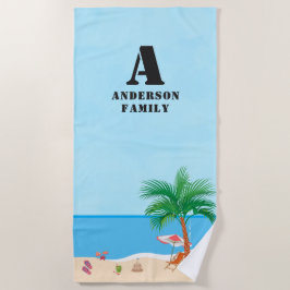 Toalha De Praia Blue Sky, Initials, Name and Beach Life