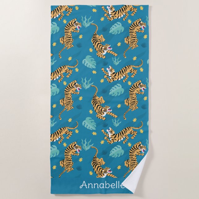 Toalha De Praia Blue Tiger Personalize (Frente)