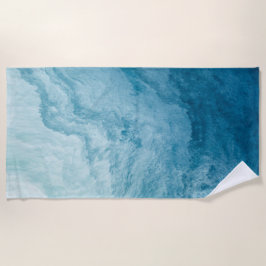 Toalha De Praia Blue Tranquil Ocean Ondas Natureza Abstrato Art