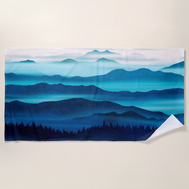 Toalha De Praia Blue valleys horizon (Frente)