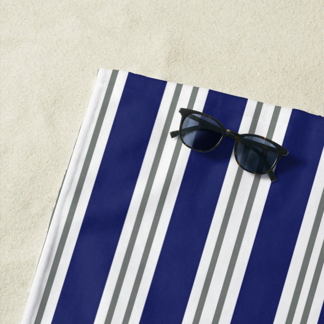 Toalha De Praia Blue white gray beach bathroom coastal (In Situ)