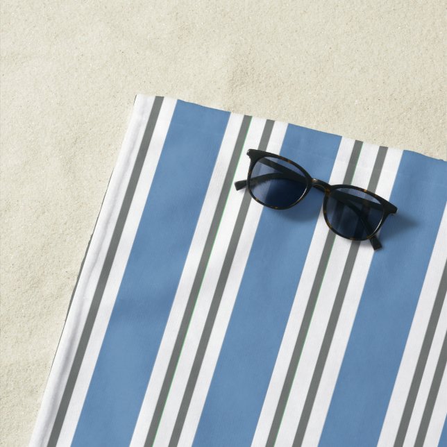 Toalha De Praia Blue white gray beach bathroom coastal (In Situ)