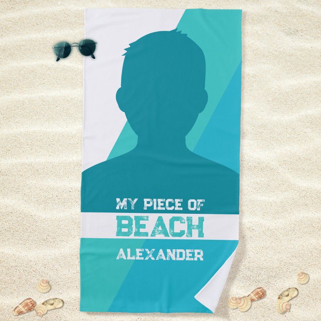 Toalha De Praia Blue White My Piece Beach Geométrico Modern (Blue White My Piece of Beach Geometric Modern Beach Towel ©Susanne Sachers - Sunny Mind Design 🌞)