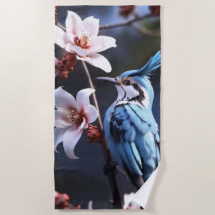 Toalha De Praia Bluejay e Flores