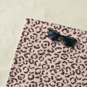 Toalha De Praia Blush Peach Chocolate Castanho Leopardo Castanho