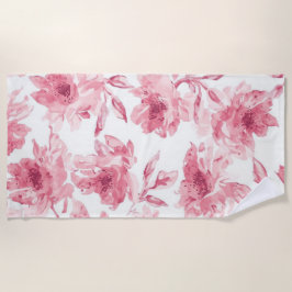 Toalha De Praia Blush Pink Blossoms Watercolor Painted Airy Floral
