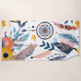 Toalha De Praia Boho Bloom Custom Beach Towel