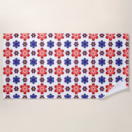 Toalha De Praia Boho Blue Purple Red Flowers Beach Towel