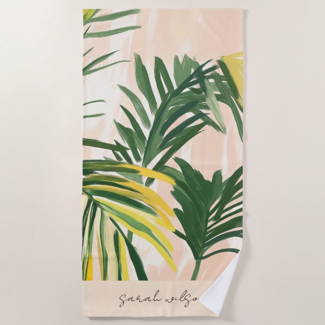 Toalha De Praia Boho Blush Green Palm Sai da Praia (Frente)