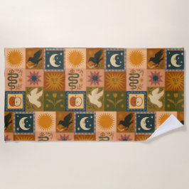 Toalha De Praia Boho Celestial | Sol e Lua Retrospectiva