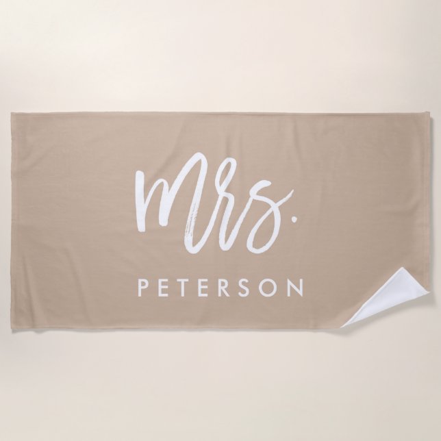 Toalha De Praia Boho Personalizado Bachelorette Bride Honeymoon (Frente)