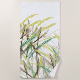 Toalha De Praia Boho Plantas Aquáticas, pintadas à mão