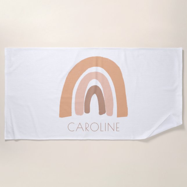 Toalha De Praia Boho Rainbow Pink Pastel Kids (Frente)