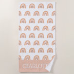 Toalha De Praia Boho Rainbow Pink Pastel Personalizado Kids<br><div class="desc">Celebrar o verão com esta linda toalha de praia personalizada bíblica. Esta toalha de praia faz um presente de excelente para qualquer garota que adora nadar e a praia.</div>