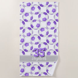 Toalha De Praia bola branca roxa simples bolas de futebol giro gir