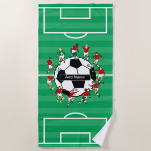 Toalha De Praia Bola e jogadores personalizados de futebol